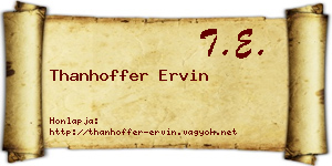 Thanhoffer Ervin névjegykártya